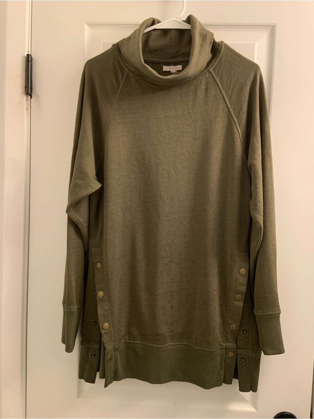 Maurices Olive Turtleneck Pullover with Side Snap Details